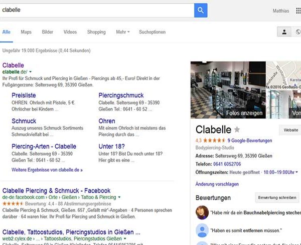 Clabelle Google-Suche